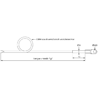 Sonde TC-J contact à oeillet Ø6,5mm soudure isolée, câble 2m-Lire la description