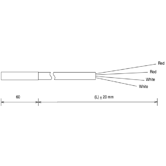 Sonde Pt100, lg60mm, 1/6 B EN 60751, câble 2000cm-Lire la description