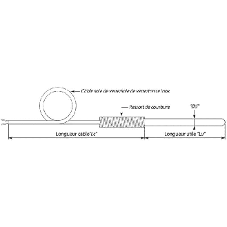 Sonde TC-K Ø4mm isolé, lg50mm, câble 3m SV/SV, -50 à +400 °C-Lire la description