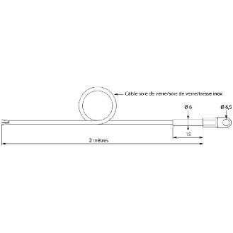 Sonde Pt100x1 contact à oeillet Ø6,5mm soudure masse 3 fils, câble 2m-Lire la description