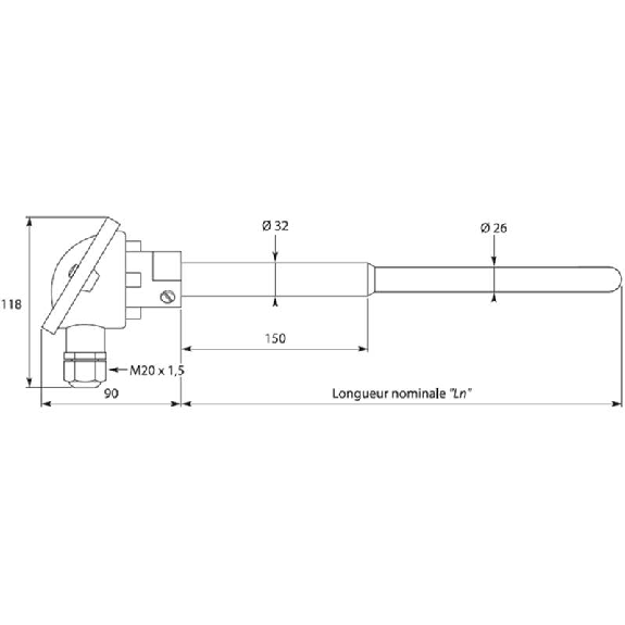 Sonde TC-Kx2 haute temp. avec protecteur céramique Ø26mm lg2000mm Sonde TC-Kx2 haute temp. avec protecteur céramique Ø26mm lg2000mm-Lire la description