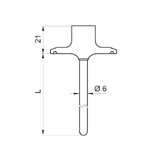 Sonde 1/1 B EN 60751 duplex, Ø6mm lg0060mm, DN 25, -50 .. 250°C-Lire la description