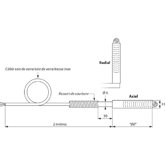 Sonde Pt 100 à fixation par collier de serrage, 40 - 60 Radial Sonde Pt 100 à fixation par collier de serrage, 40 - 60 Radial-Lire la description