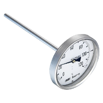 Thermomètre Ø100mm, -20 ... 100 °C, Tige 160mm en bas, inox, IP67-Lire la description
