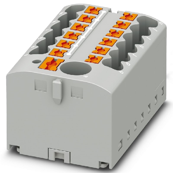 Bloc distributeur, 13 connexions, Push-in, 0,14 - 4 mm², gris-Lire la description