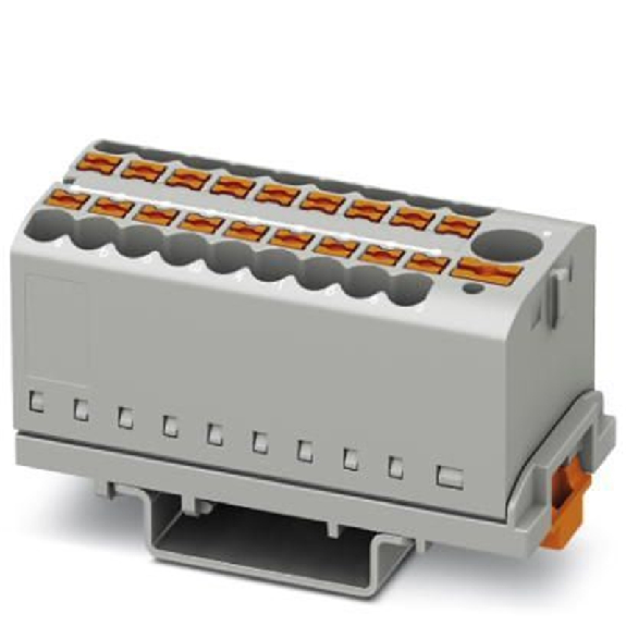 Bloc distributeur, 19 connexions, Push-in, 0,14 - 4 mm², gris-Lire la description