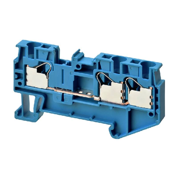 Borne simple étage 4.0mm², Push-In +, bleu, 3 pts de connexion-Lire la description
