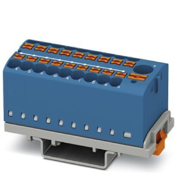 Bloc distributeur, 19 connexions, Push-in, 0,14 - 4 mm², bleu-Lire la description