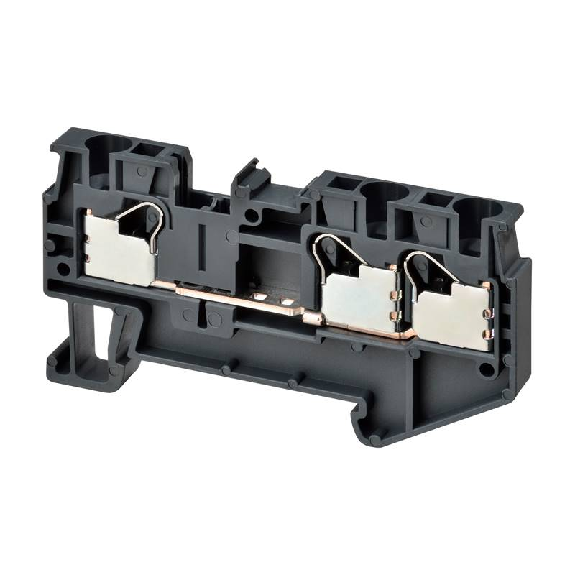 Borne simple étage 4.0mm², Push-In +, gris foncé, 3 pts de connexion-Lire la description
