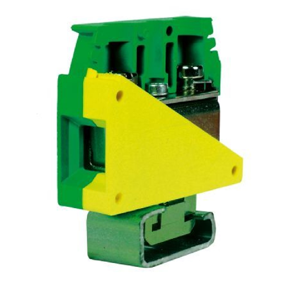 Bloc de jonction de terre, à vis 50 mm², vert/jaune-Lire la description
