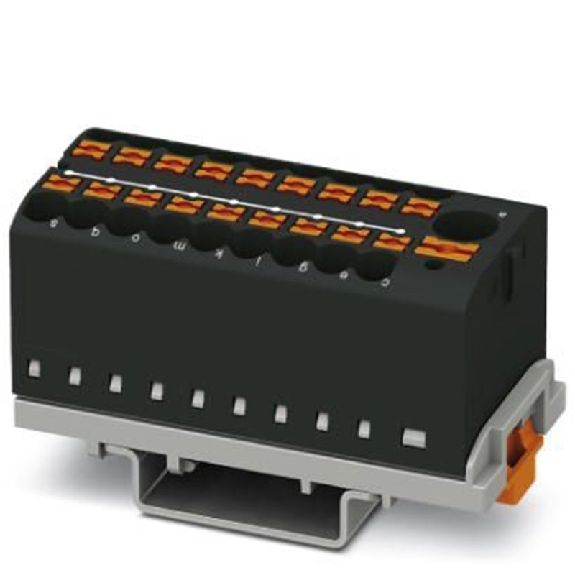Bloc distributeur, 19 connexions, Push-in, 0,14 - 4 mm², noir-Lire la description