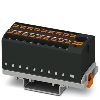 Bloc distributeur, 19 connexions, Push-in, 0,14 - 4 mm², noir