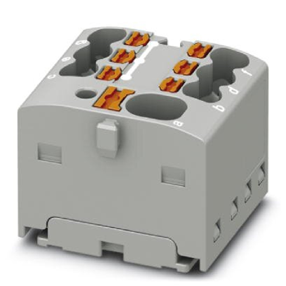 Bloc distributeur, 7 connexions, Push-in, 0,14 - 2,5 mm², gris-Lire la description
