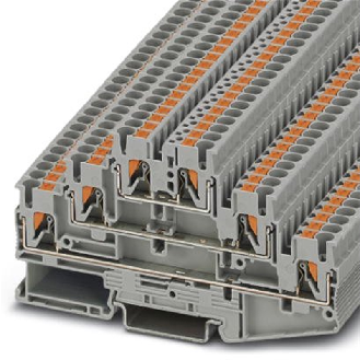 Bloc de jonction à 3 étages, Push-in, 0,14 - 4mm², 20A, 500V, gris-Lire la description