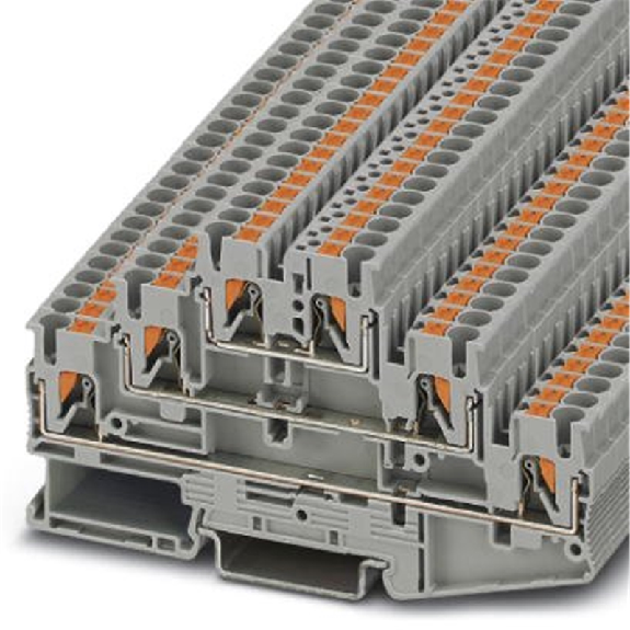 Bloc de jonction à 3 étages, Push-in, 0,14 - 4mm², 20A, 500V, gris-Lire la description
