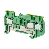 Borne simple étage 2,5mm², Push-In +, V/J, 3 pts de connexion