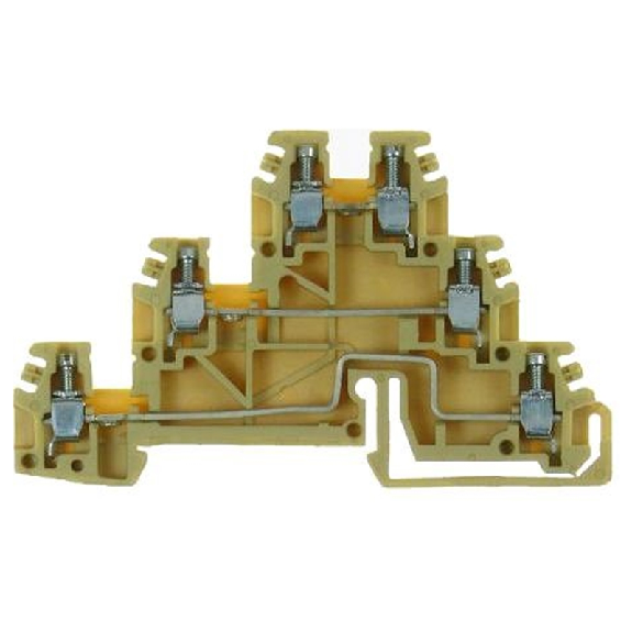 Bloc de jonction de passage à 3 étages, à vis, 2.5 mm², beige-Lire la description
