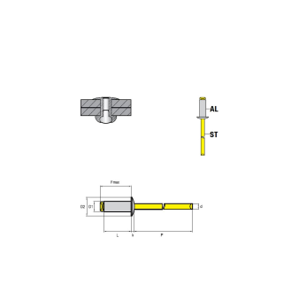 Blindniete STANDARD  AL/ST - Flachkopf - 6,4x15 mm - 250 Stück-Beschreibung lesen