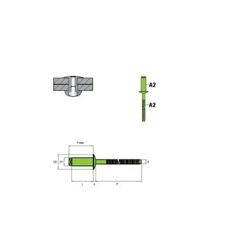 Blindniete STANDARD  A2/A2 - Flachkopf - 4,8x30 mm - 250 Stück-Beschreibung lesen