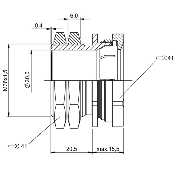 Suppport pour détecteurs Ø30 mm et M30, Laiton nickelé, Ø 41 x 36 mm-Lire la description