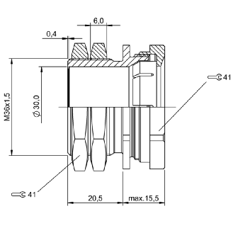 Suppport pour détecteurs Ø30 mm et M30, Laiton nickelé, Ø 41 x 36 mm-Lire la description