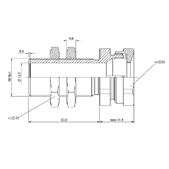 Suppport pour détecteurs Ø12mm et M12, Ø22x44,5mm, Laiton nickelé-Lire la description