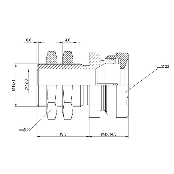Suppport pour détecteurs Ø12mm et M12, Ø22x34mm, Laiton nickelé-Lire la description