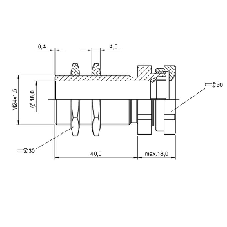 Suppport pour détecteurs Ø18 mm et M18, Ø 30 x 58 mm, Laiton-Lire la description
