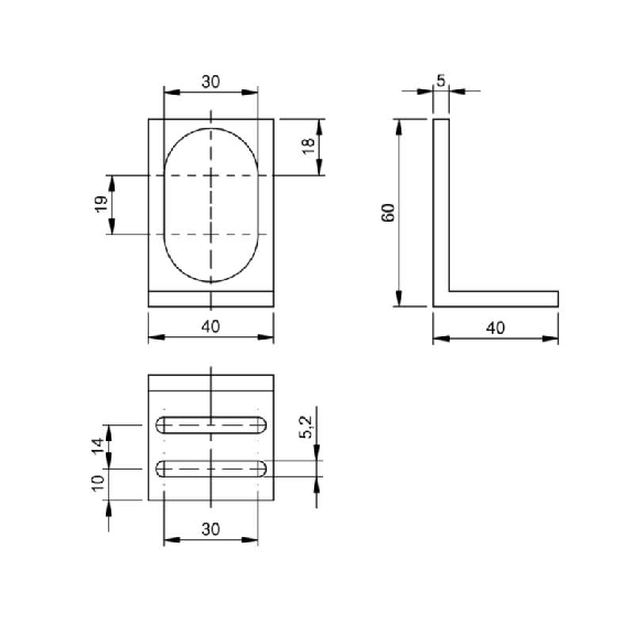 Suppport pour détecteurs M30, 40x40x60mm, aluminium, fixation vis M5-Lire la description
