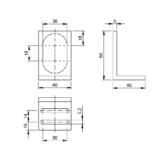 Suppport pour détecteurs M30, 40x40x60mm, aluminium, fixation vis M5-Lire la description