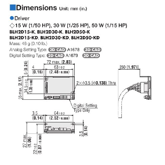 Variateur analogique pour moteur brushless série BLH 15 W (24VDC)-Lire la description