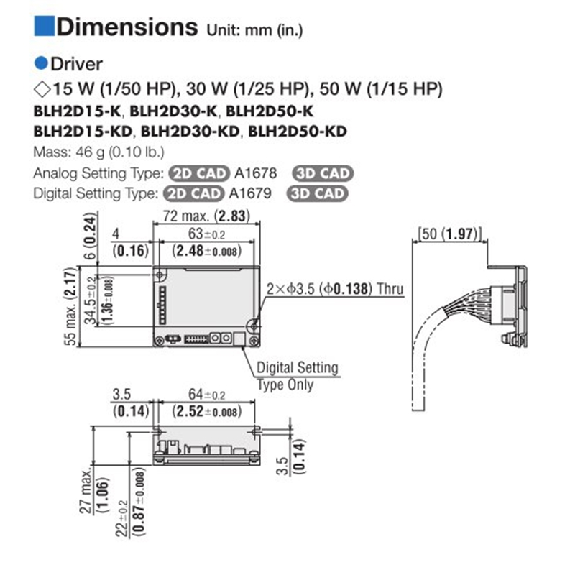 Variateur analogique pour moteur brushless série BLH 15 W (24VDC)-Lire la description