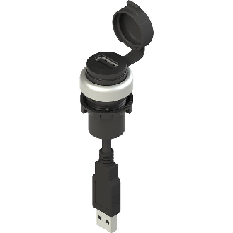 Prise intégrée + câble 1,8m USB 2.0 Type A femelle IP67 (chromé)-Lire la description
