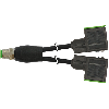 Y-M12A Mâle Droit 4p/2xEV Forme BI 11mm LED+ATP; PVC 3x0,75 Noir 1m