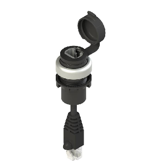 Prise RJ45 femelle / RJ45 mâle câble PVC 2,5m (satin chromé)-Lire la description