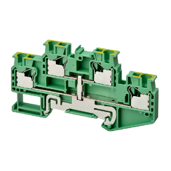 Borne double étage 4,0mm², Push-In +, V/J, 2x2pts de connexion-Lire la description