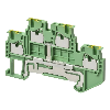 Borne double étage 1,5mm², Push-In +, V/J, 2x2pts de connexion