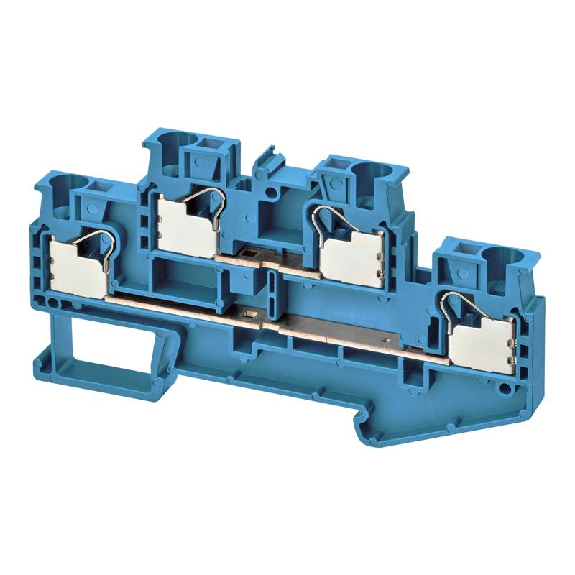 Borne double étage 4.0mm², Push-In +, bleu, 2x2pts de connexion-Lire la description