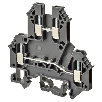 Borne double étage 2.5mm², Bornes à vis, gris foncé, 2x2pts de connex-Lire la description