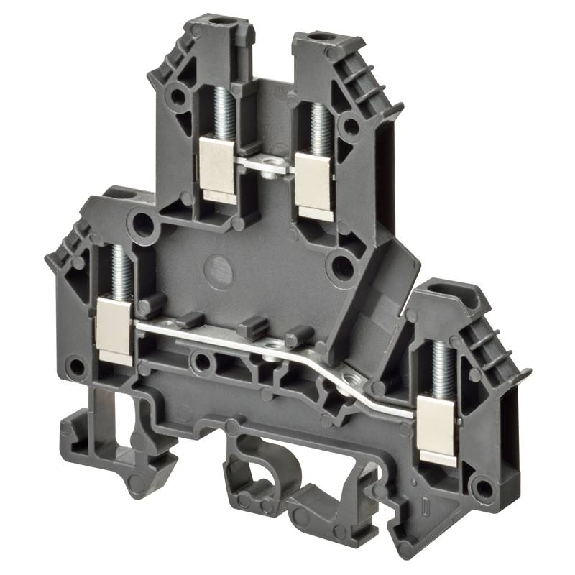 Borne double étage 2.5mm², Bornes à vis, gris foncé, 2x2pts de connex-Leggi tutto