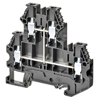 Borne double étage 4.0mm², Bornes à vis, noir, 2x2pts de connexion-Lire la description