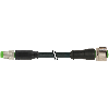 M12A Fem Droit 4p/M08A Mâle Droit 4p; PVC 4x0.25 Noir 0.3m