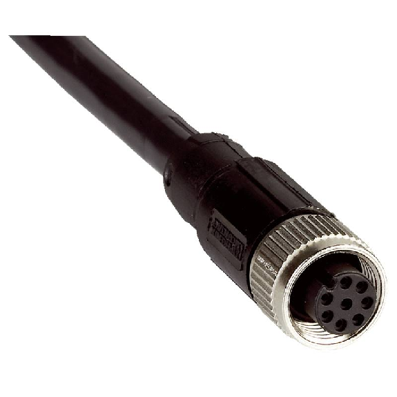 M12-SICK Fem Droit 8p; Câble PVC Blindé Noir 8 fils 5m-Lire la description