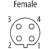 M12B Fem Droit 4p; Câble PUR Blindé 2x0,25+2x0,34 Violet Cpc 10m