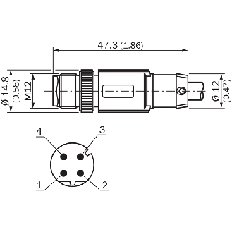 M12D Mâle Droit 4p; Câble PUR Blindé 4 fils Bleu 2m Ethernet CAT5e-Lire la description
