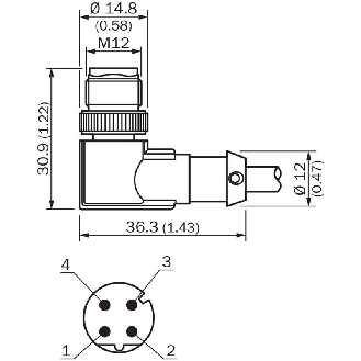 M12D Mâle Coudé 4p; Câble Blindé Vert 10m CAT5e Profinet-Lire la description