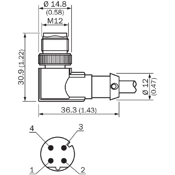M12D Mâle Coudé 4p; Câble Blindé Vert 10m CAT5e Profinet-Lire la description