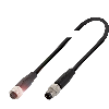 M08A Fem Droit 4p/M08A Mâle Droit 4p; PUR 4x0.34 Noir Cpc 1,5m