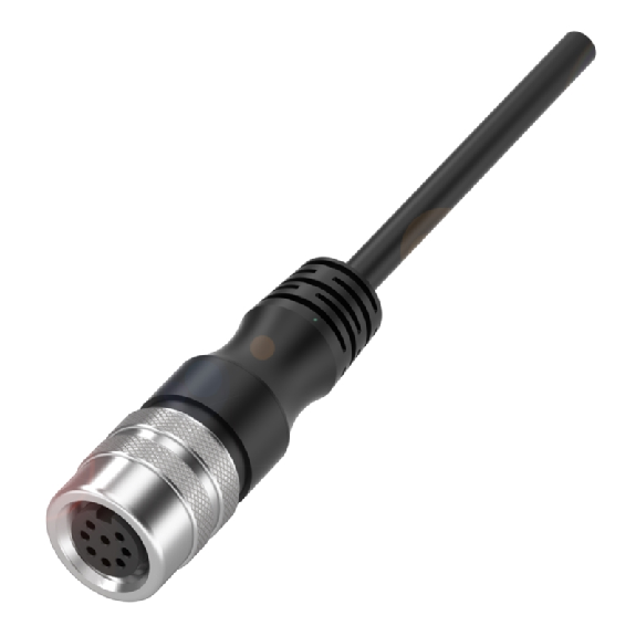 M16 Fem Droit 8p Inox; Câble PUR Blindé (4x2)x0.25 Noir 5m (60V)-Lire la description