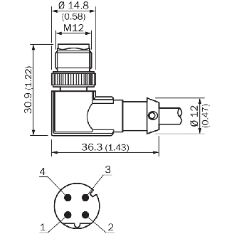 M12D Mâle Coudé 4p; Câble Blindé 5m Vert CAT5e Profinet-Lire la description